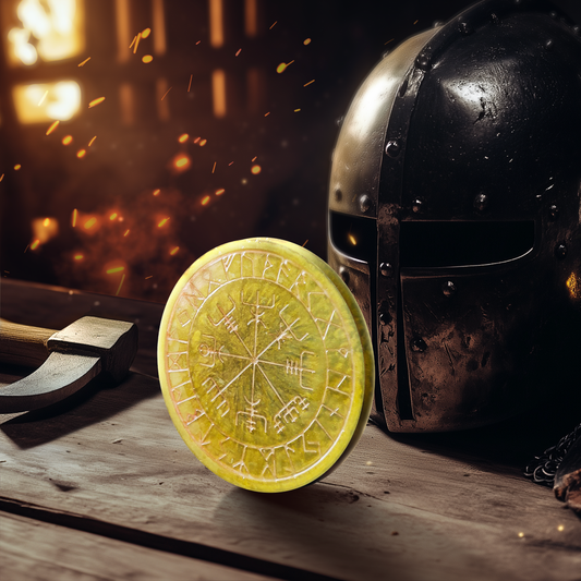 Sous plat en résine colorée symbole Vegvisir